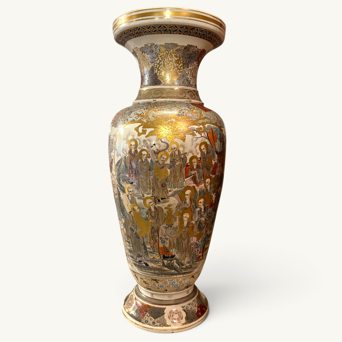 AN IMPOSING EARTHENWARE BALUSTER SATSUMA VASE, JAPAN, LATE 19TH CENTURY