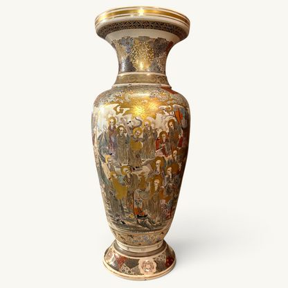 AN IMPOSING EARTHENWARE BALUSTER SATSUMA VASE, JAPAN, LATE 19TH CENTURY