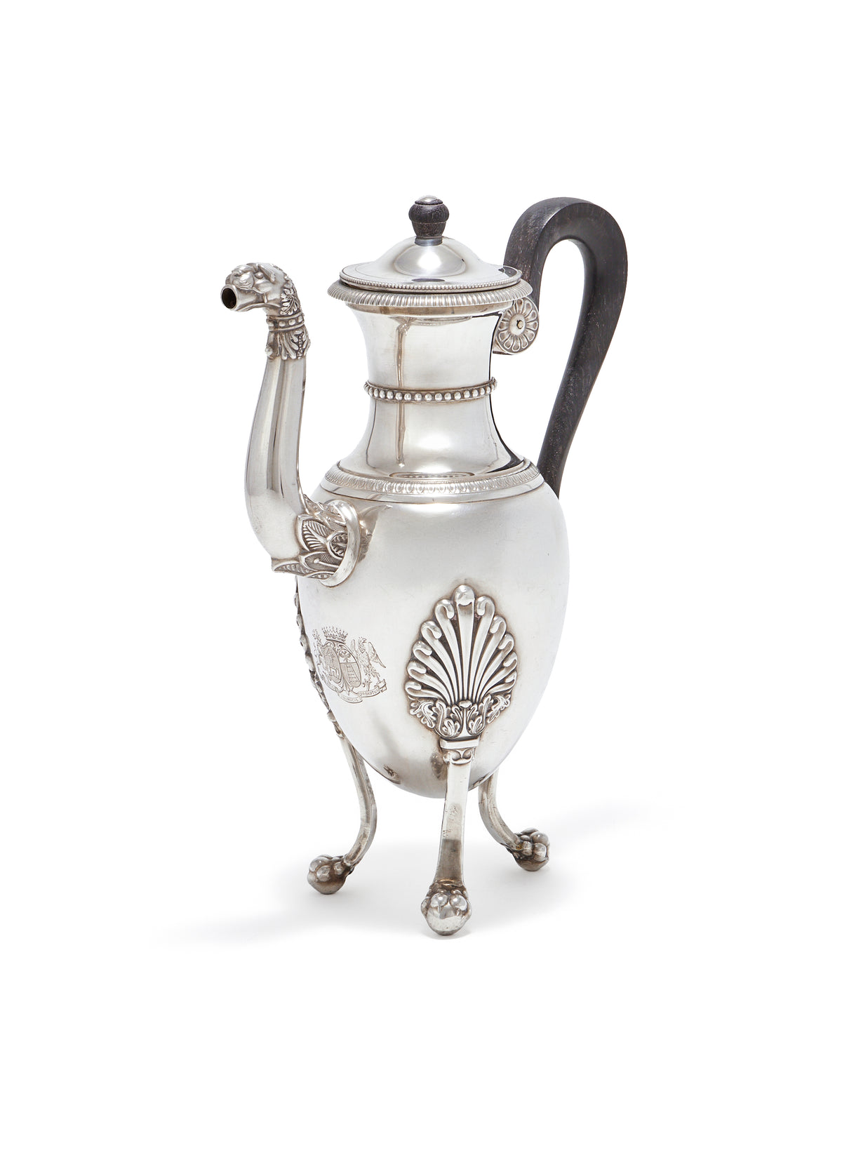 A PEAR-SHAPED FRENCH SILVER COFFEE POT, PARIS, 1819–1838