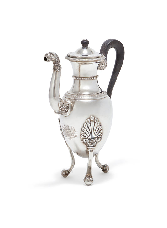 A PEAR-SHAPED FRENCH SILVER COFFEE POT, PARIS, 1819–1838