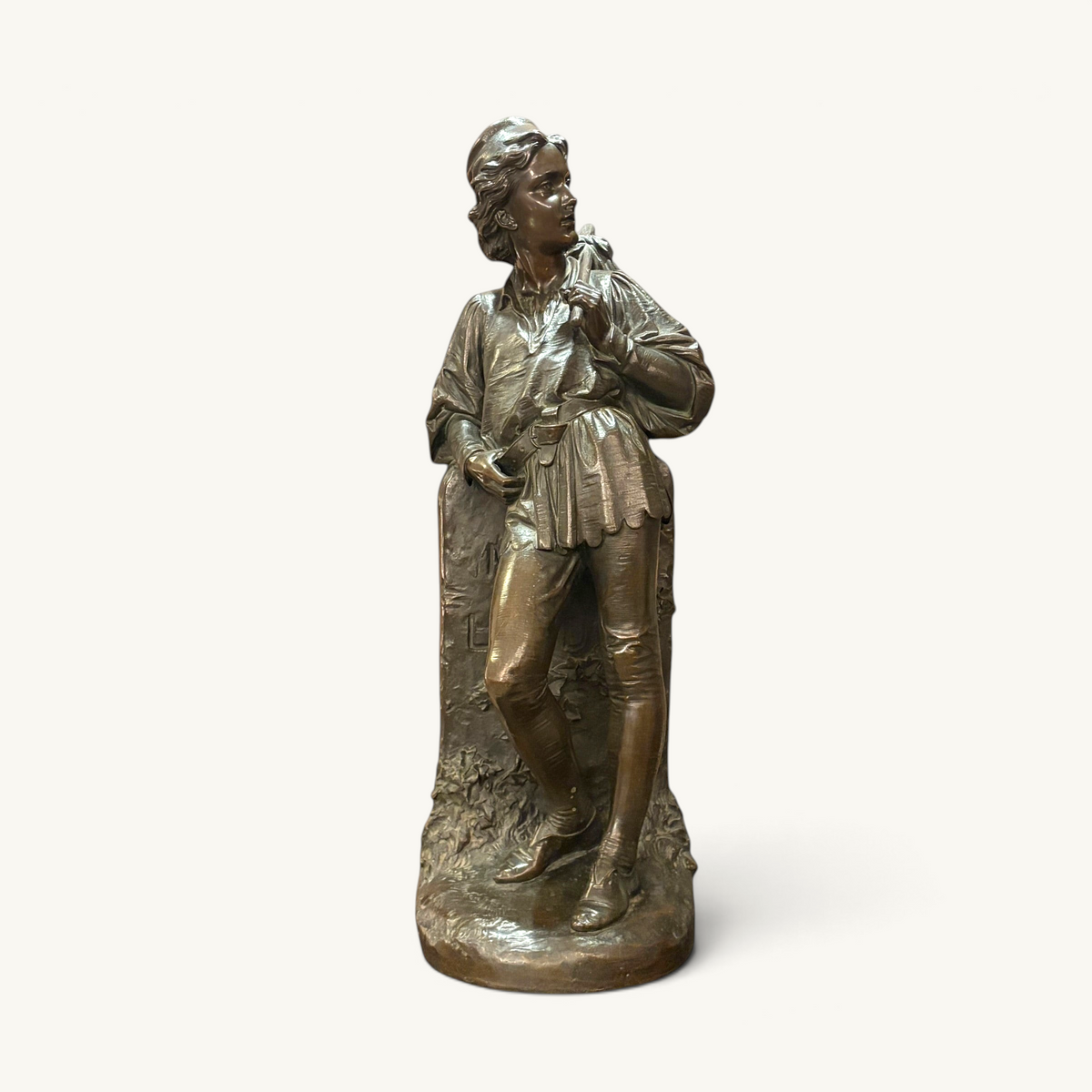 KLS Vaults Victorian patinated bronze sculpture of Dick Whittington by Charles Bell Birch, 1873.