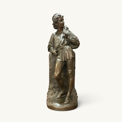 KLS Vaults Victorian patinated bronze sculpture of Dick Whittington by Charles Bell Birch, 1873.