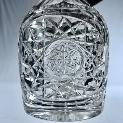 KLS Vaults George VI cut crystal decanter featuring intricate strawberry diamond and starburst geometric patterns.