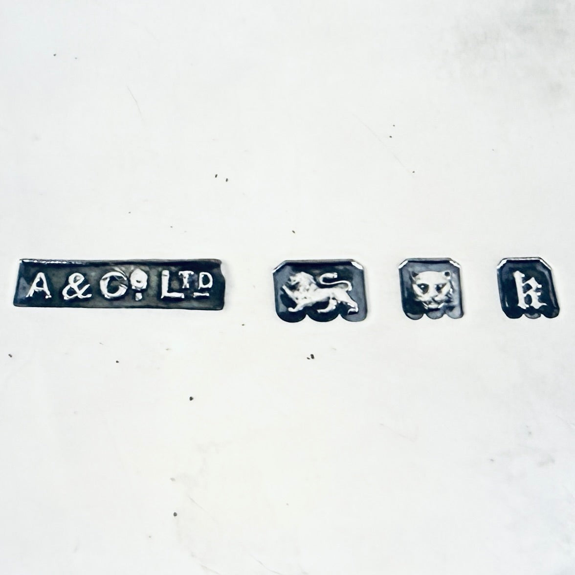 KLS Vaults sterling silver hallmarks for Asprey & Co Ltd, London 1925, featuring lion passant and leopard head