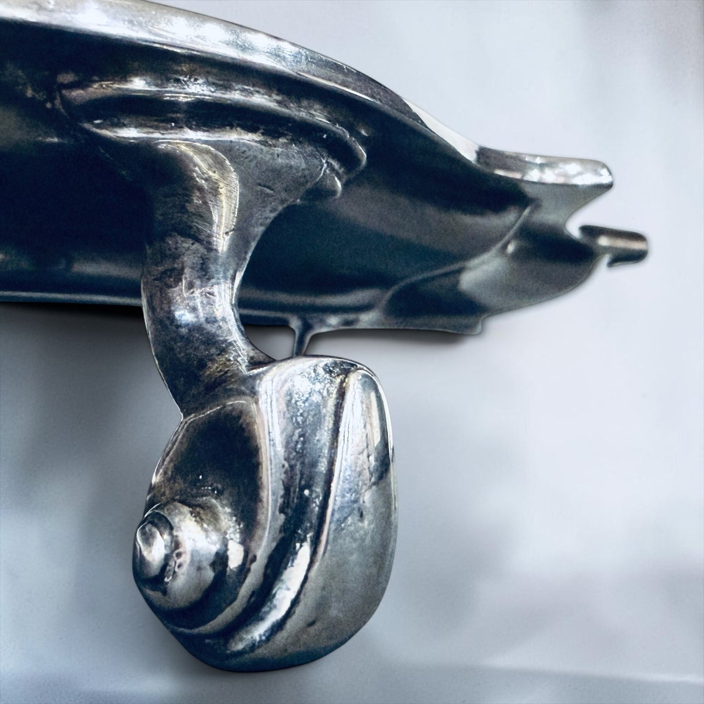 KLS Vaults sterling silver salver featuring a detailed volute scroll foot and scalloped piecrust edge.