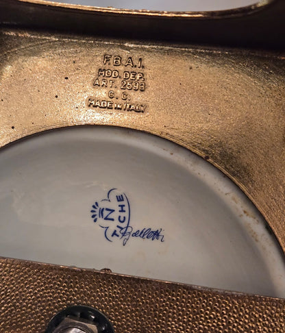 KLS Vaults Tiche Capodimonte porcelain lamp base with blue factory mark and Galletti signature, Italy